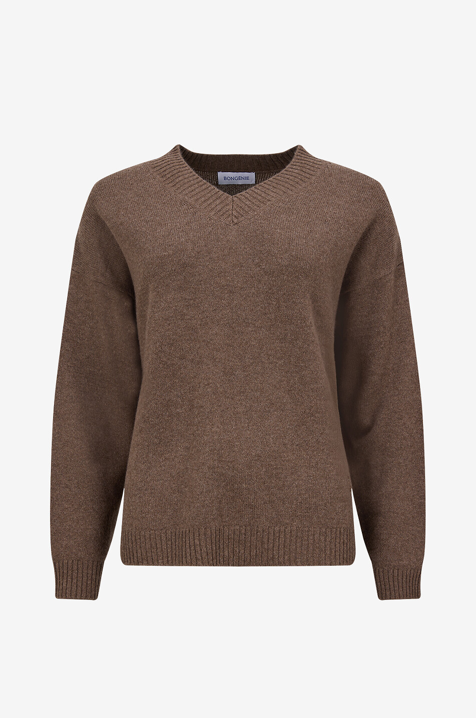 BONGENIE Oversize-Strickpullover mit V-Ausschnitt Damen BRAUN 1