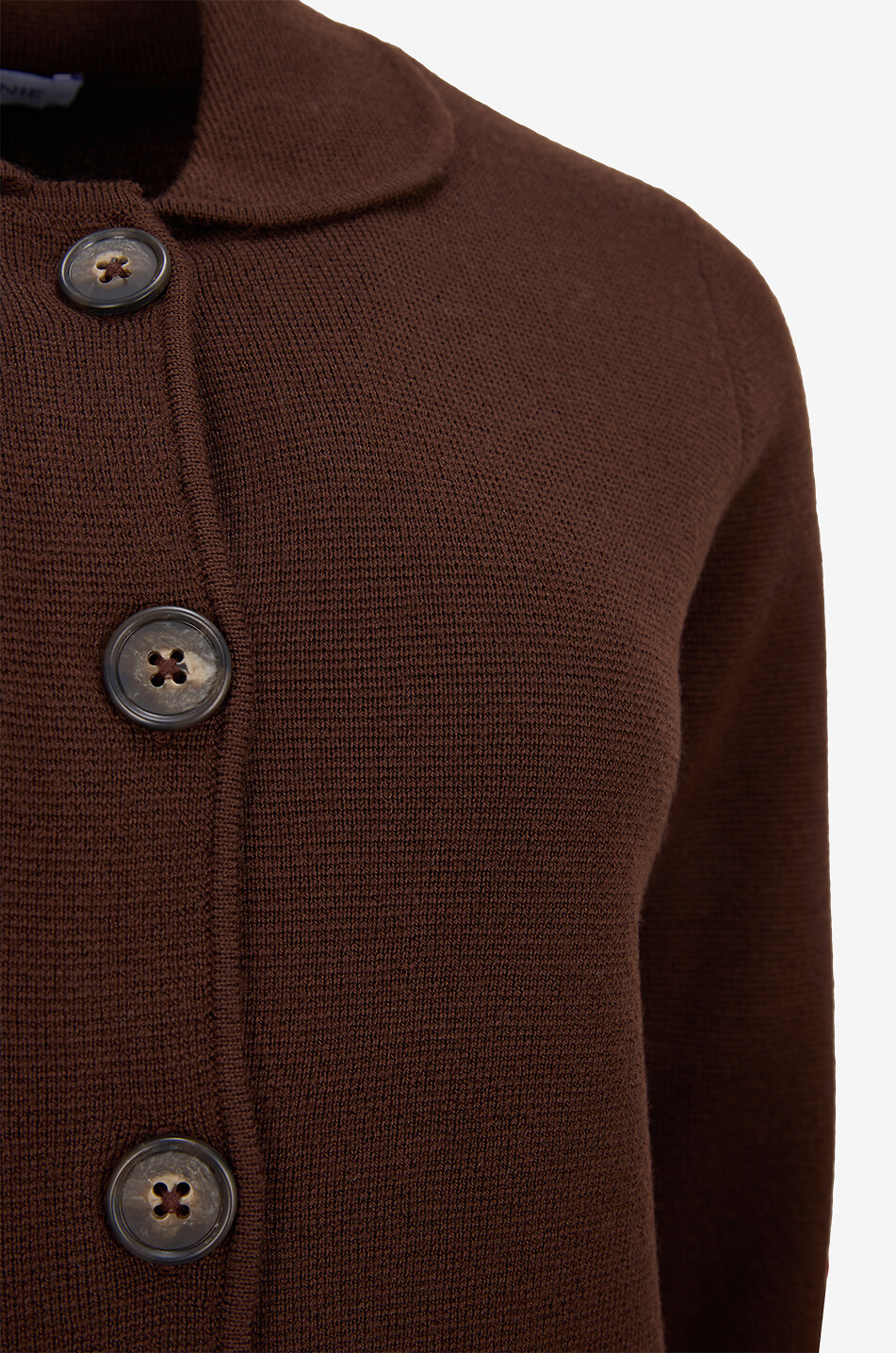 BONGENIE Short button-down merino wool cardigan with collar Women BROWN 3