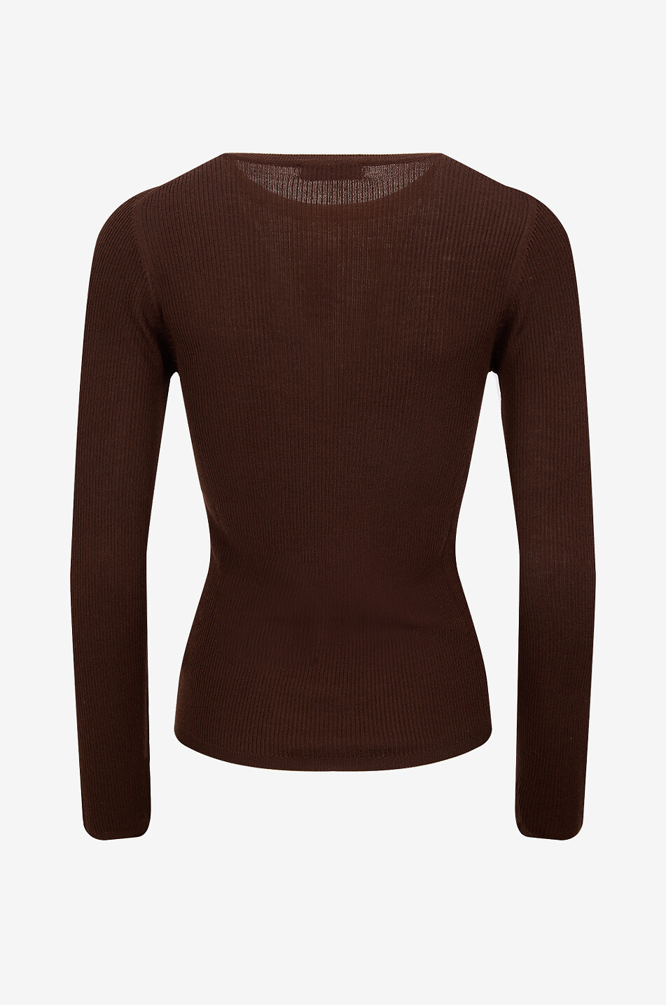 BONGÉNIE Pull à col rond côtelé en jersey Femme MARRON 2