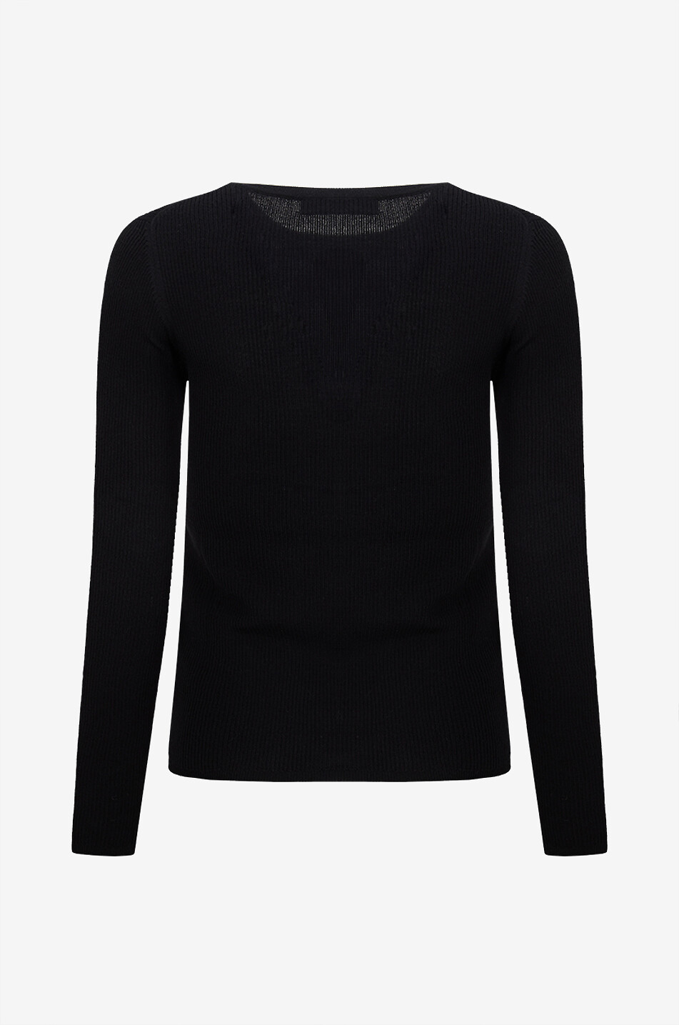 BONGÉNIE Pull à col rond côtelé en jersey Femme NOIR 2