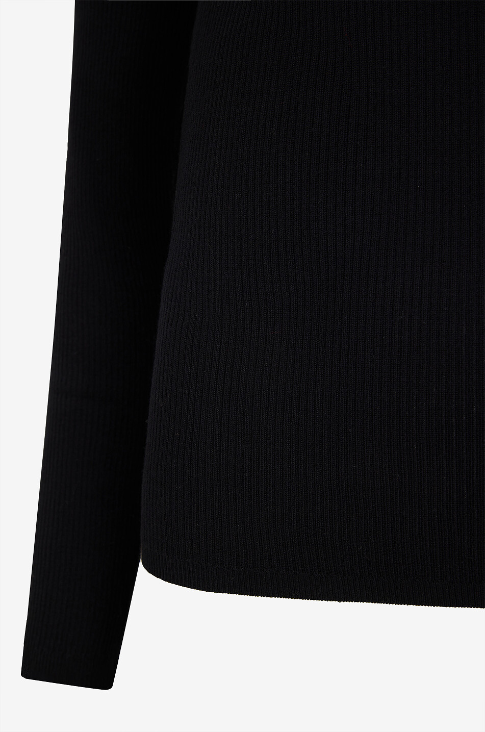 BONGÉNIE Pull à col rond côtelé en jersey Femme NOIR 3