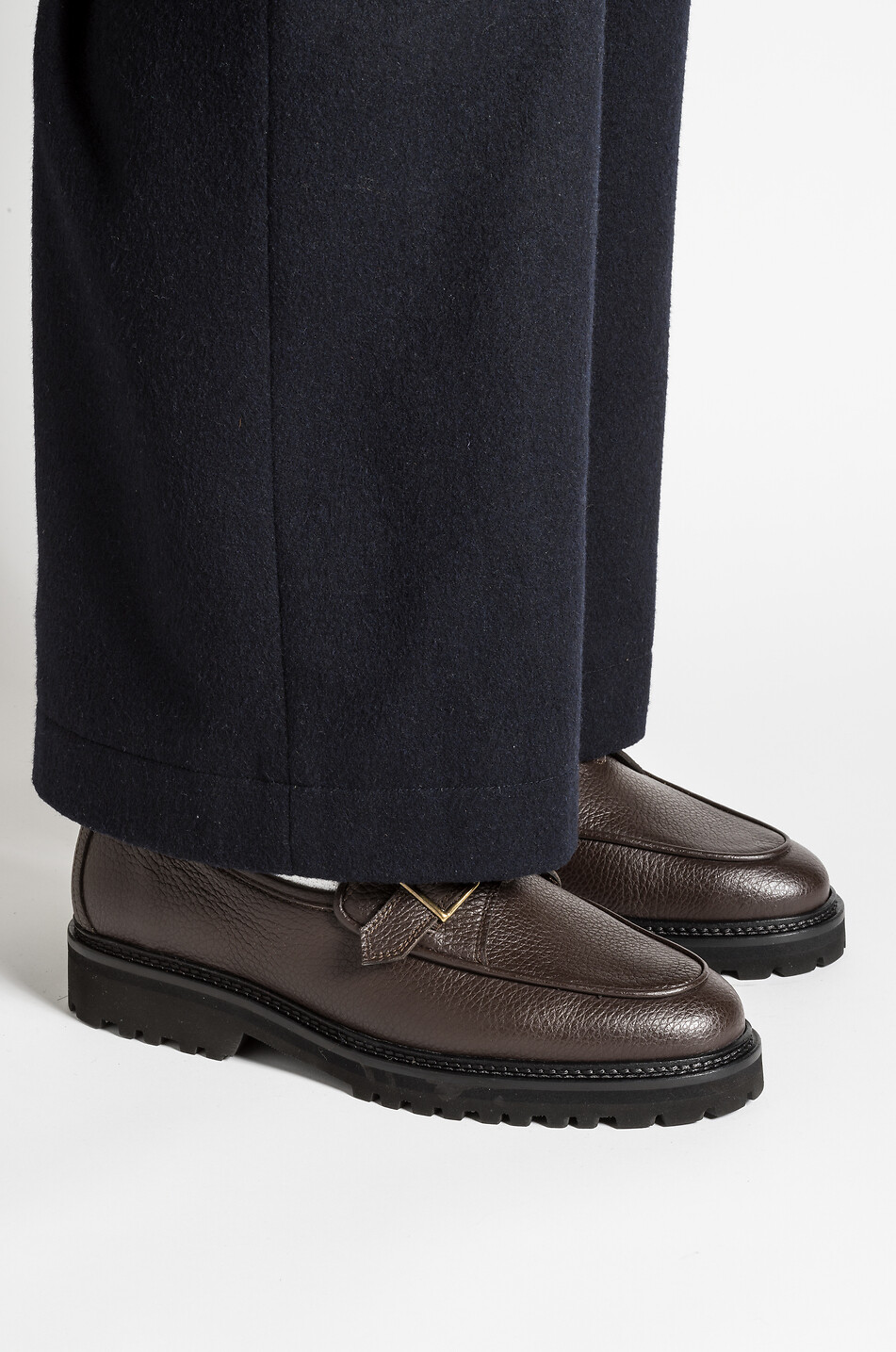 JACQUES SOLOVIERE Mocassins à boucle en cuir grainéTommy Lug Homme MARRON FONCÉ 3