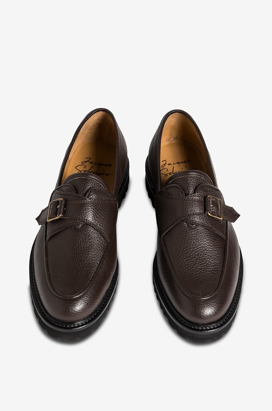 JACQUES SOLOVIERE Mocassins à boucle en cuir grainéTommy Lug Homme MARRON FONCÉ 4