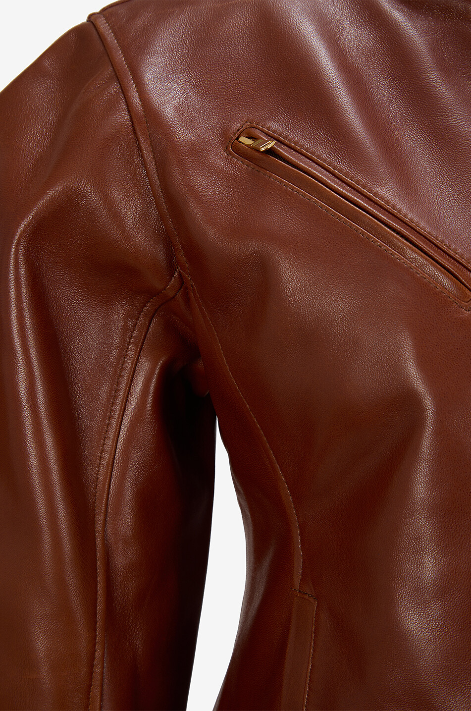 ULLA JOHNSON Veste courte en cuir à col boutonné Ilaria Femme MARRON 3