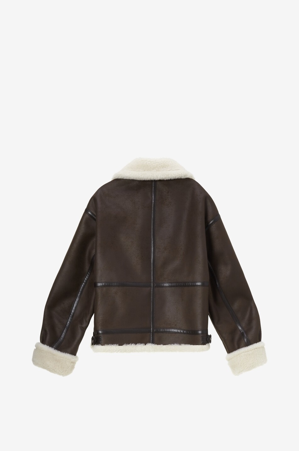 DUNST Manteau court en cuir synthétique à col fourré Femme MARRON 2