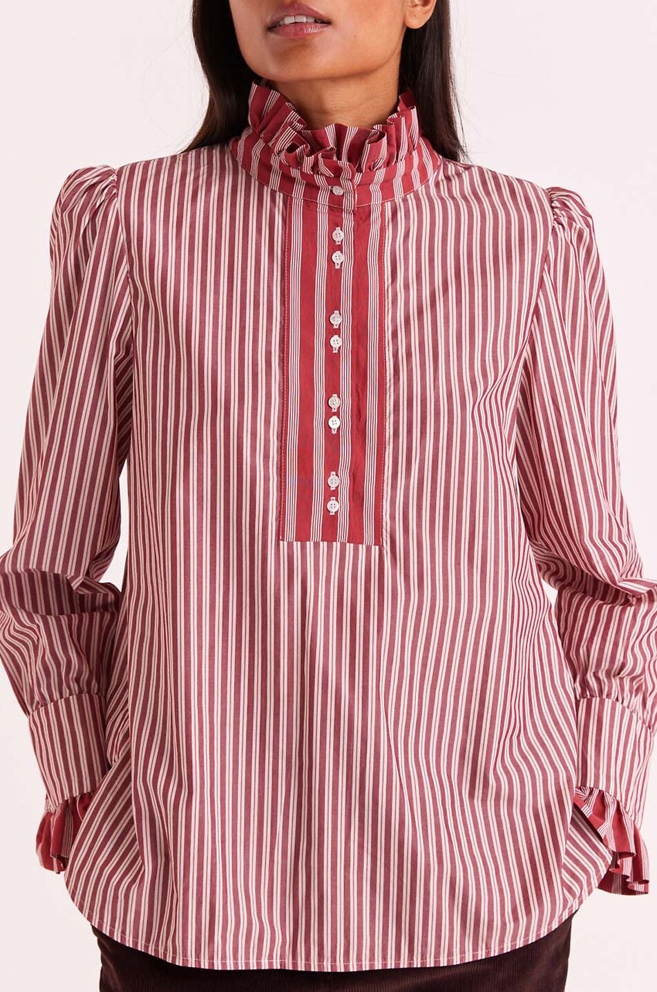 BALZAC PARIS Gestreifte Langarmbluse Source Damen ROT 2