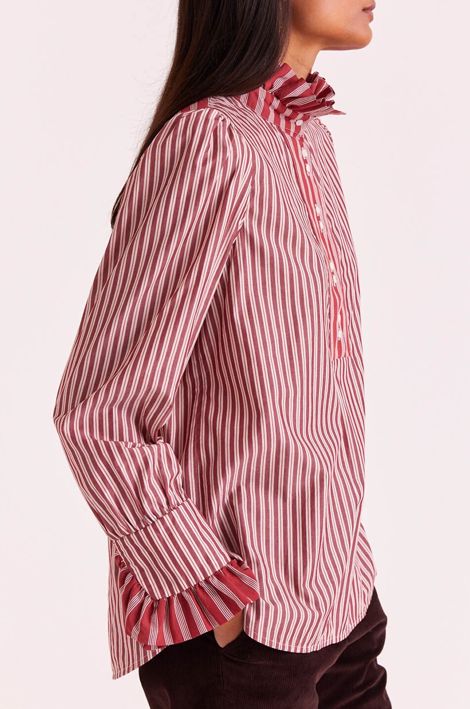 BALZAC PARIS Gestreifte Langarmbluse Source Damen ROT 3