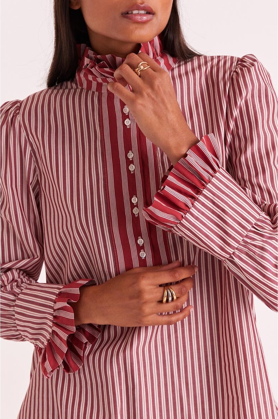 BALZAC PARIS Gestreifte Langarmbluse Source Damen ROT 6