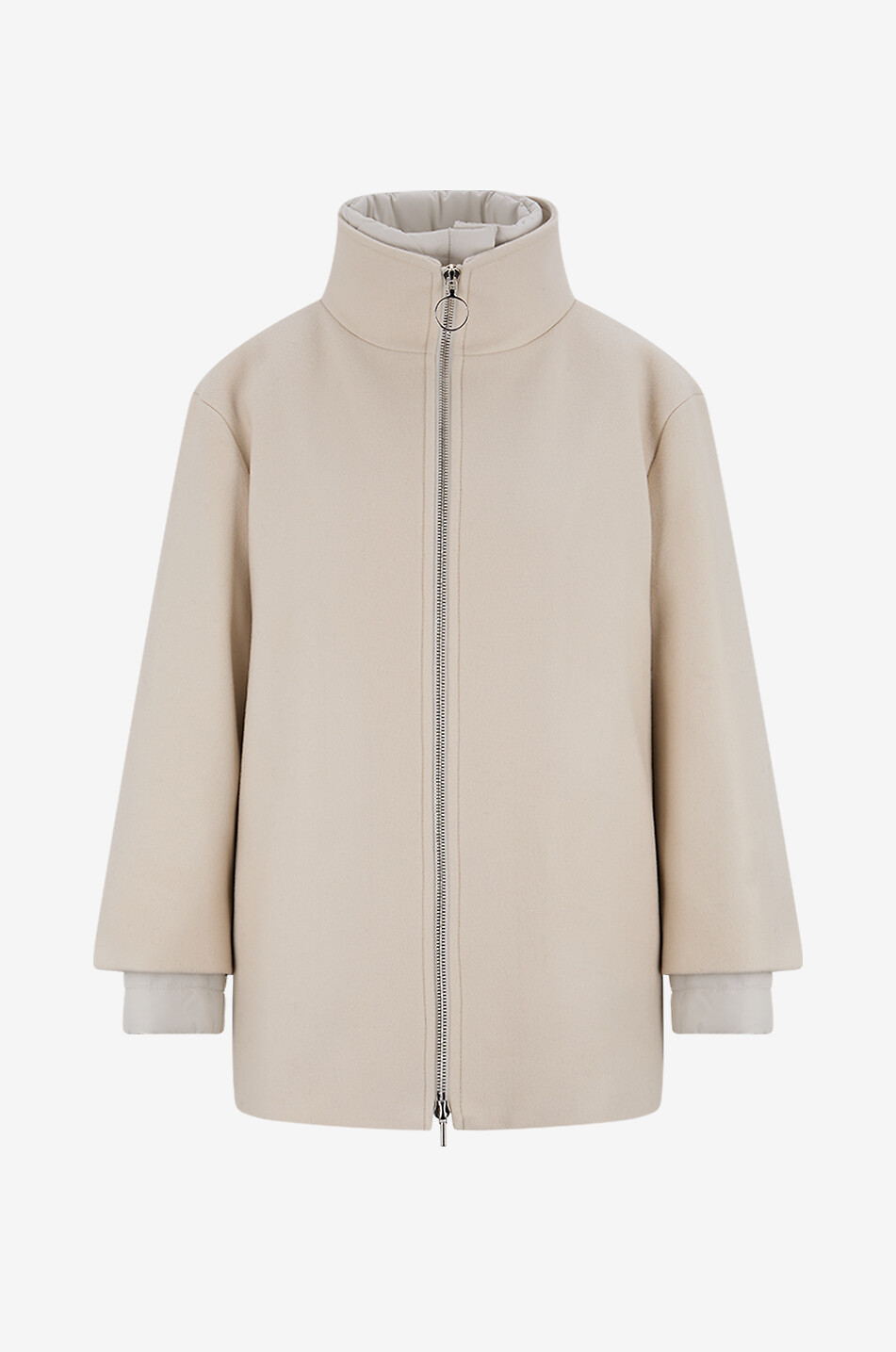 AKRIS PUNTO Mittellanges Stehkragen-Mantel aus Flanell Damen WEISS 1