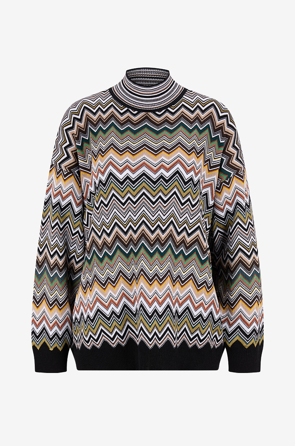 Pull à col montant en maille à chevrons