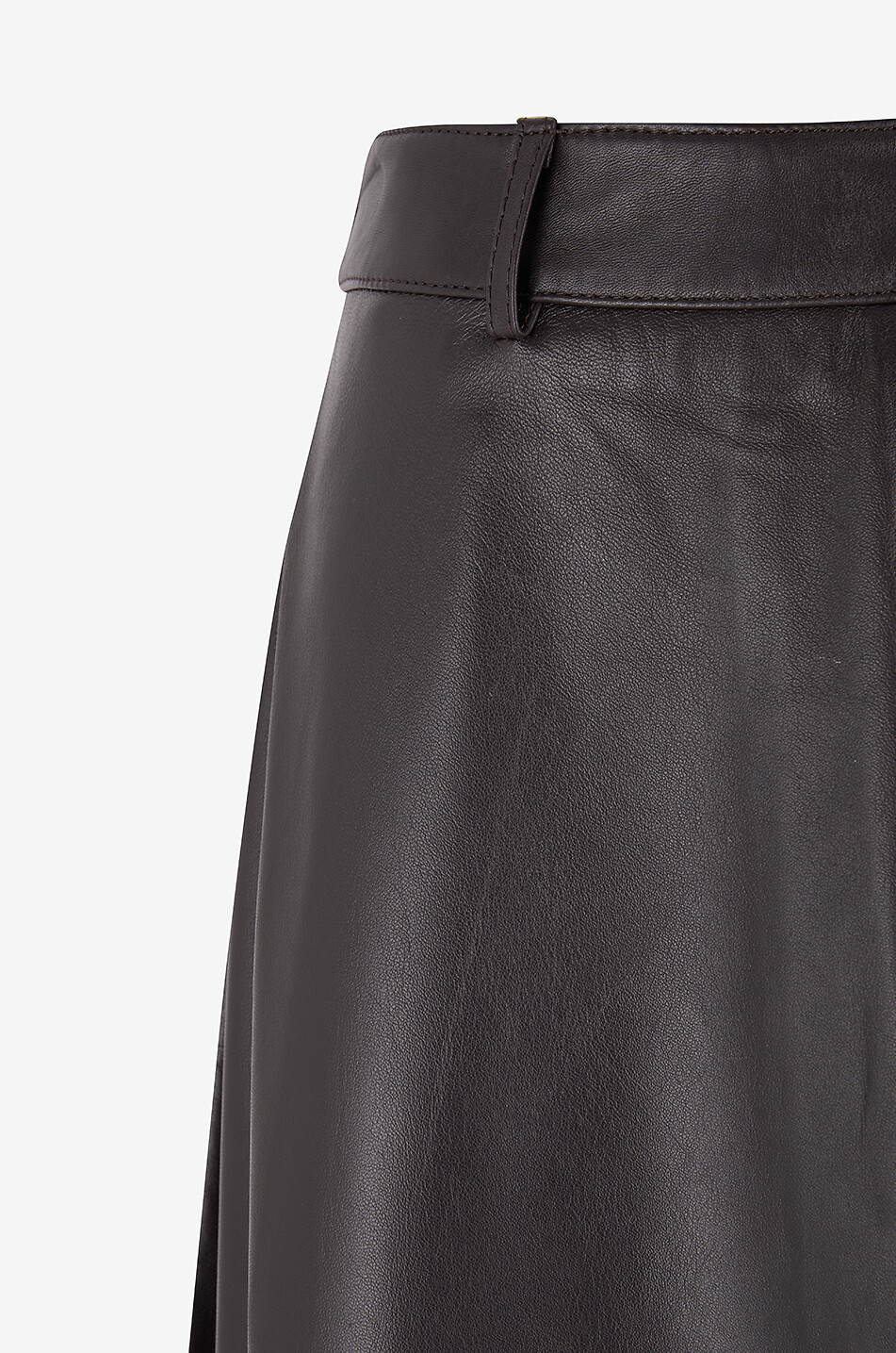 THE FRANKIE SHOP Jupe mi-longue en cuir lisse Savil Femme MARRON FONCÉ 3