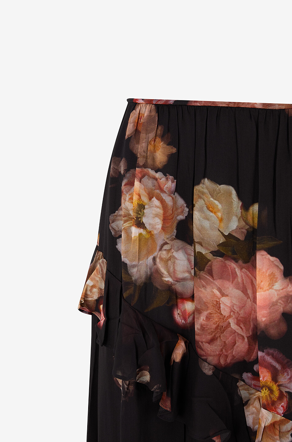 ZIMMERMANN Hypnotic floral asymmetric ruffled maxi skirt Women BLACK 3