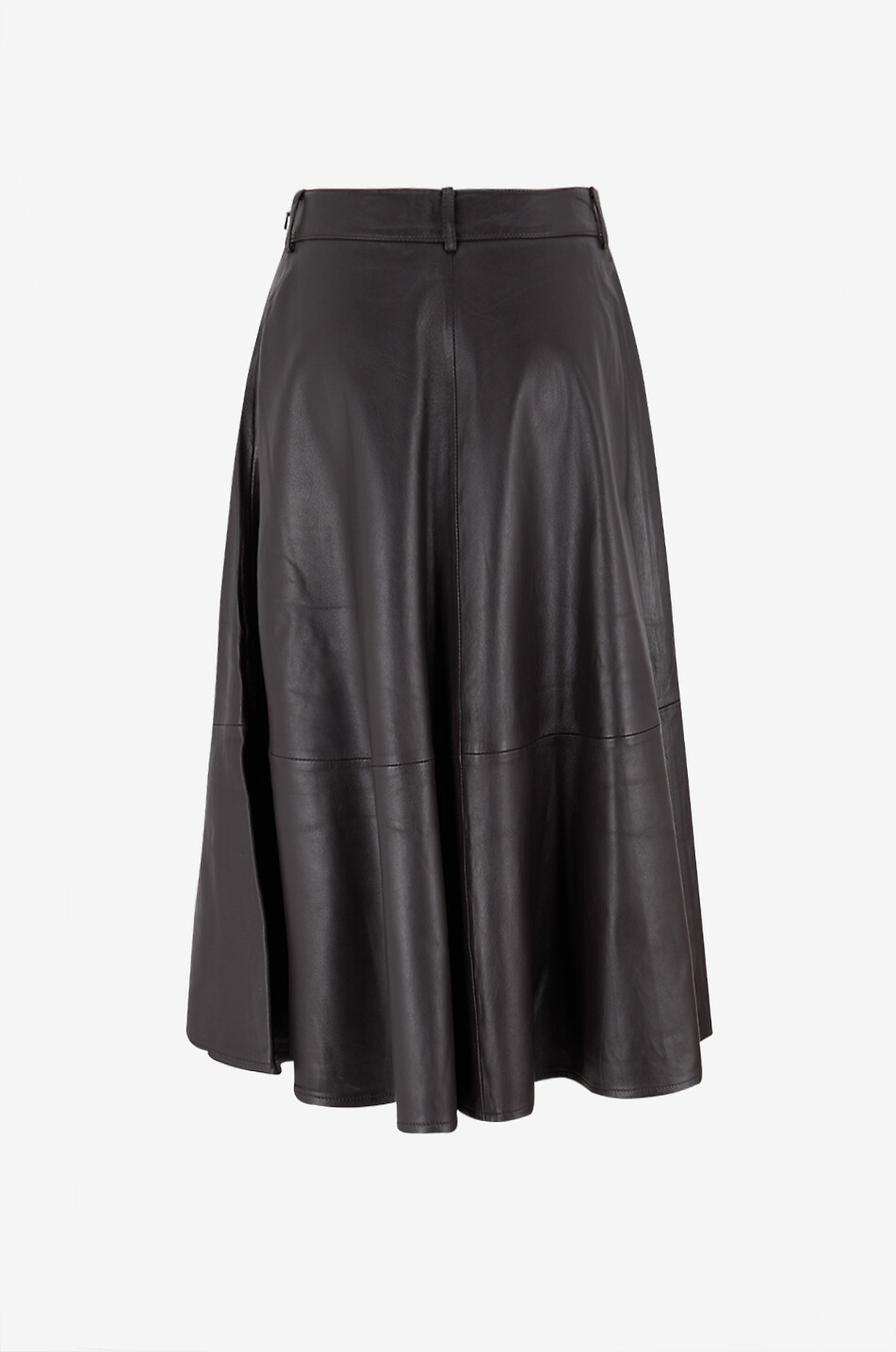 THE FRANKIE SHOP Jupe mi-longue en cuir lisse Savil Femme MARRON FONCÉ 2