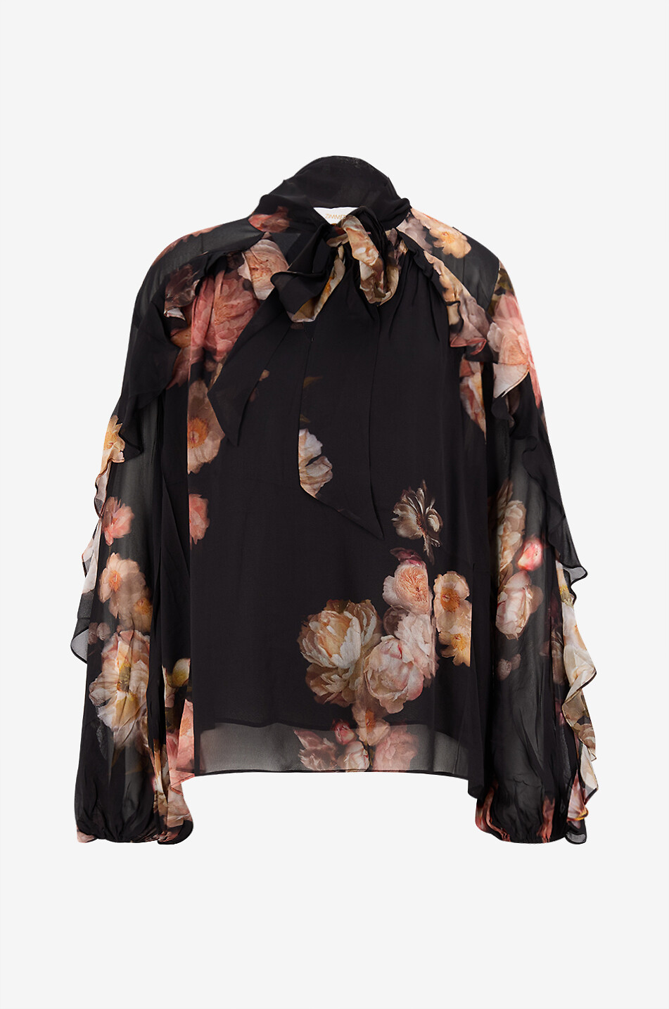 ZIMMERMANN Hypnotic floral crepe raglan sleeve blouse Women BLACK 1