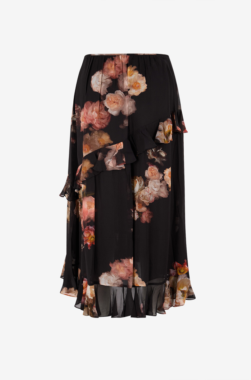 ZIMMERMANN Hypnotic floral asymmetric ruffled maxi skirt Women BLACK 2