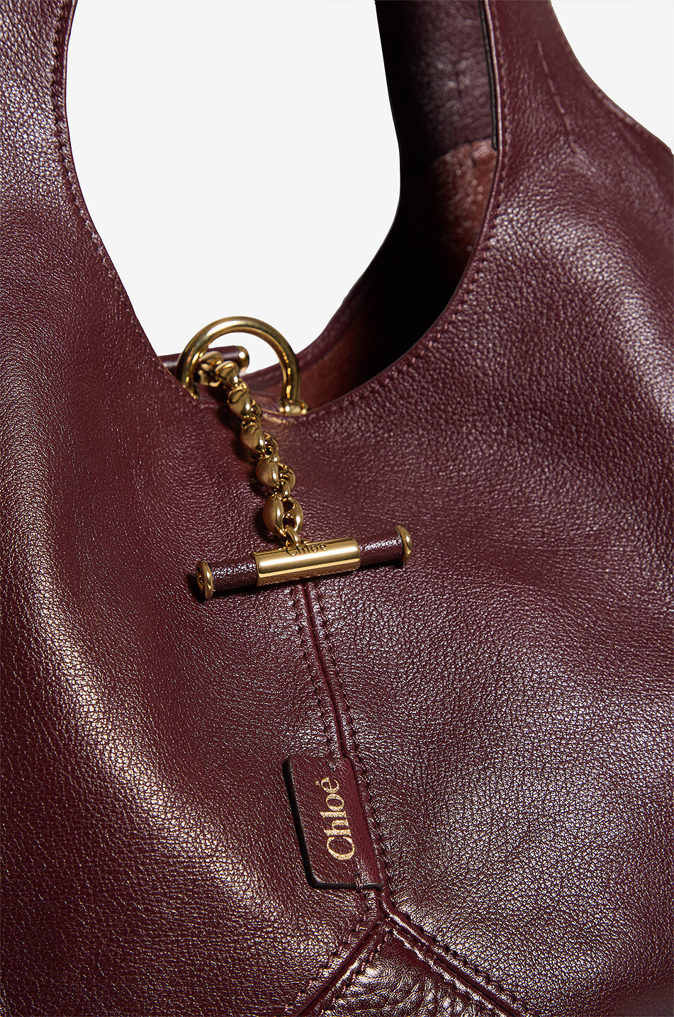 CHLOE Balloon grained leather tote bag Women DARK RED 5