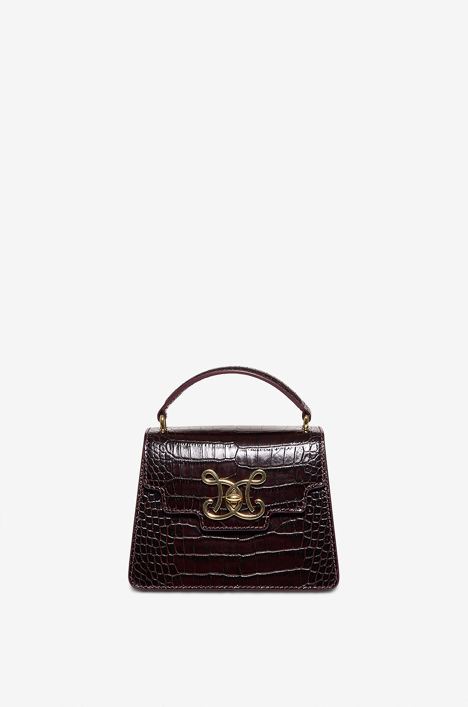 Sac porté épaule en cuir verni Baby Signature Croco DE MARQUET