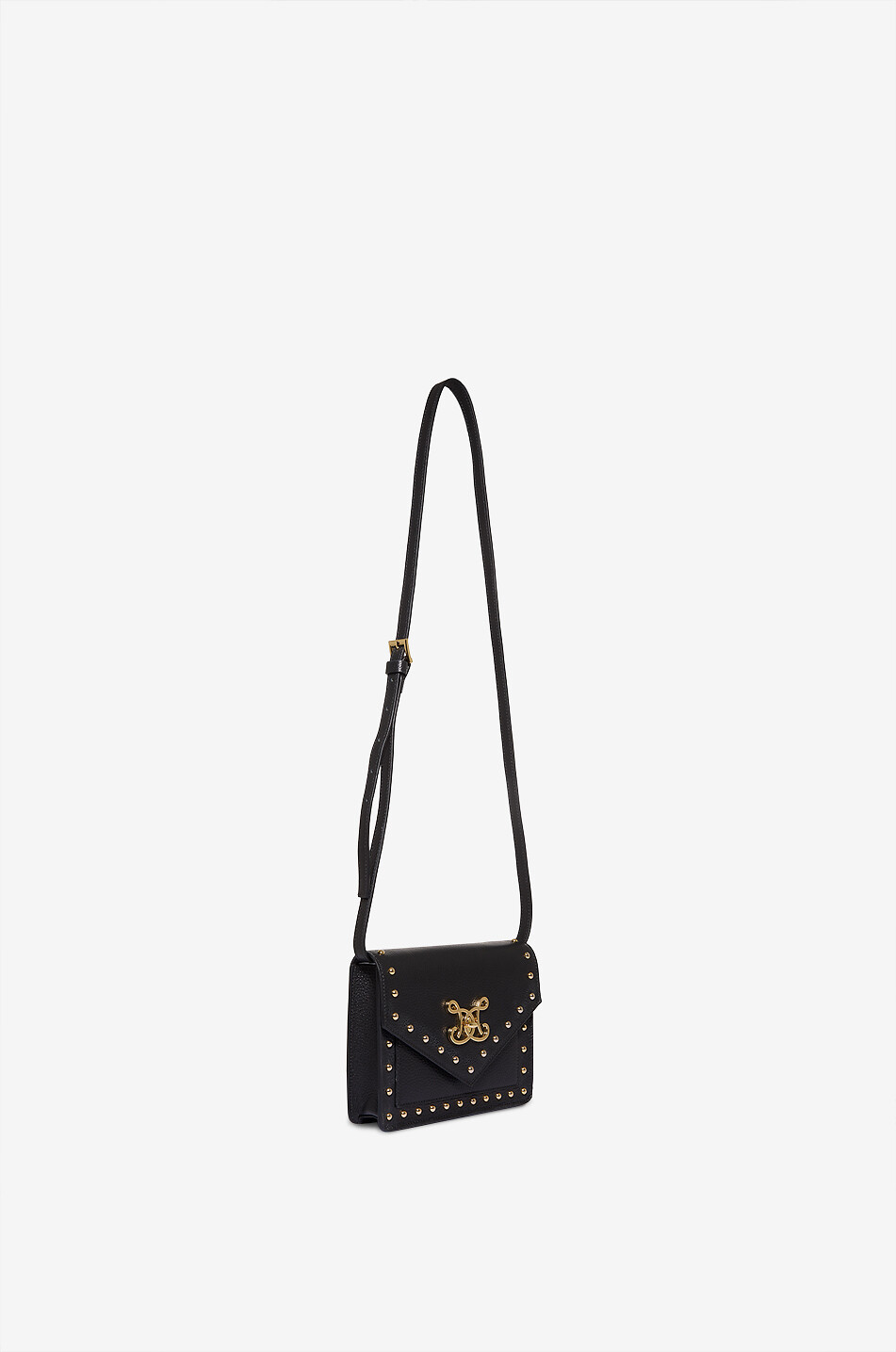 DE MARQUET Sac porté épaule rectangulaire en cuir grainé Enveloppe Studs Femme NOIR 2