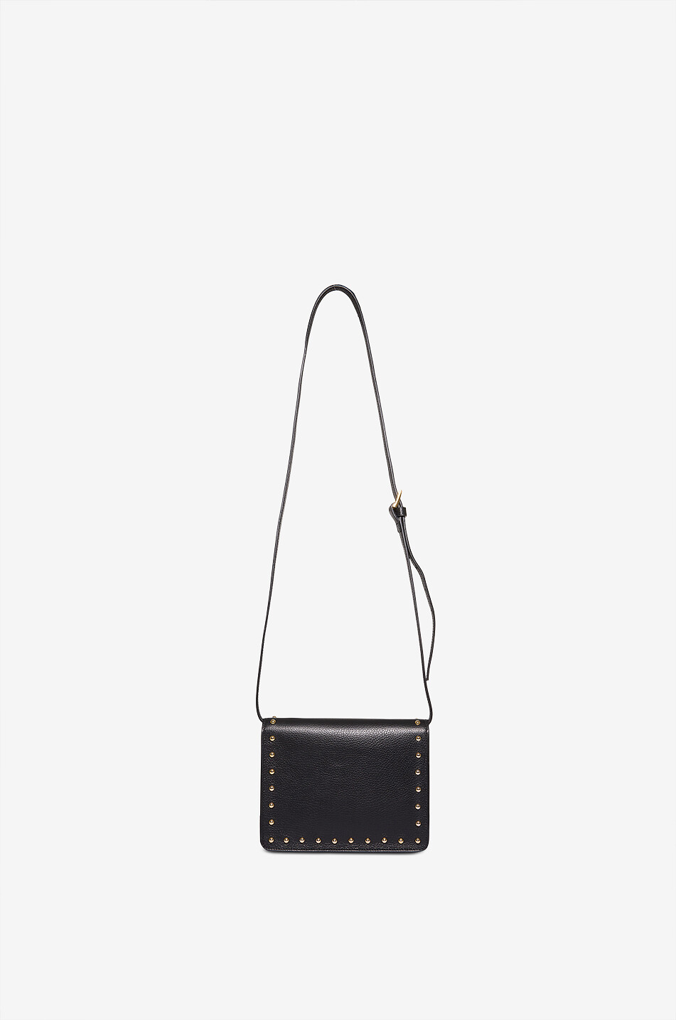 DE MARQUET Sac porté épaule rectangulaire en cuir grainé Enveloppe Studs Femme NOIR 3