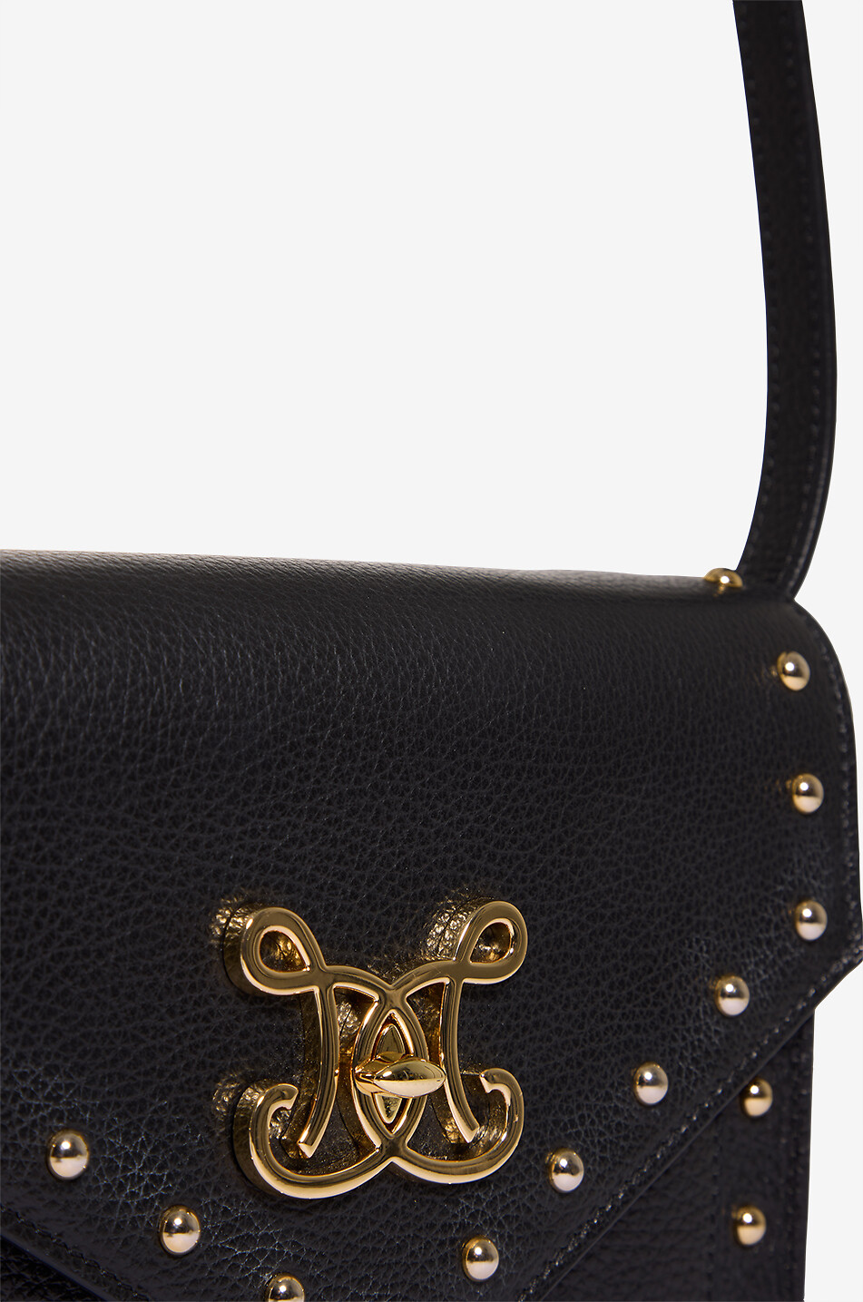 DE MARQUET Sac porté épaule rectangulaire en cuir grainé Enveloppe Studs Femme NOIR 5
