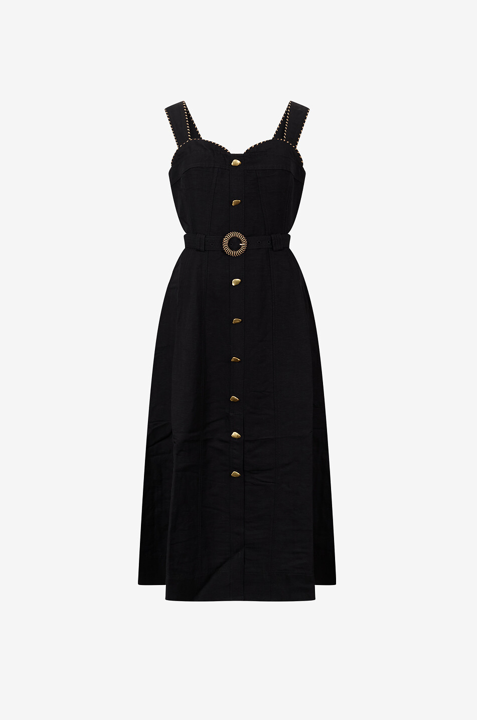 AJE Robe bain de soleil midi en lin Clay Femme NOIR 1