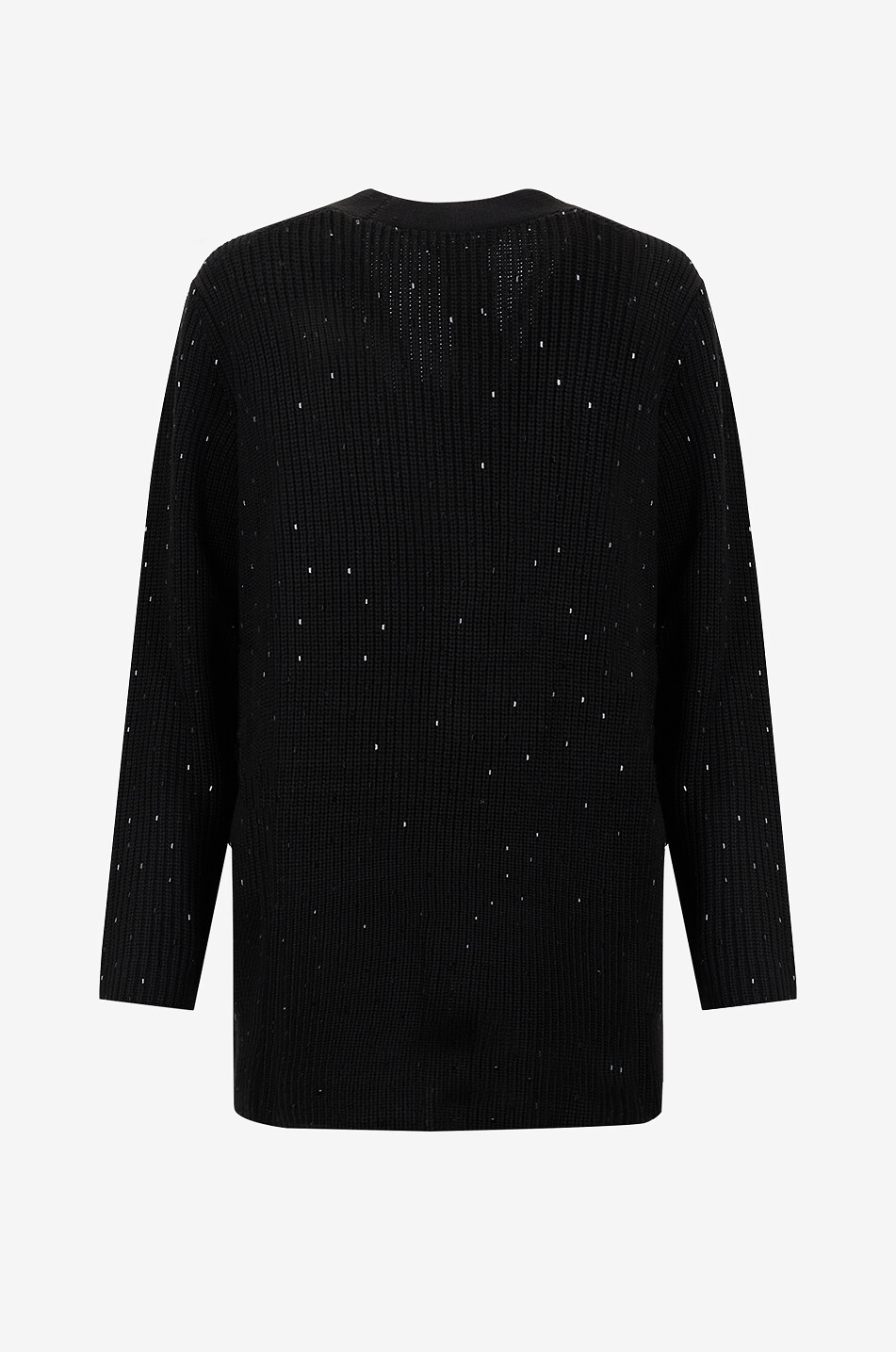 MARINA RINALDI Sequin-embellished v-neck knit cardigan Women BLACK 2