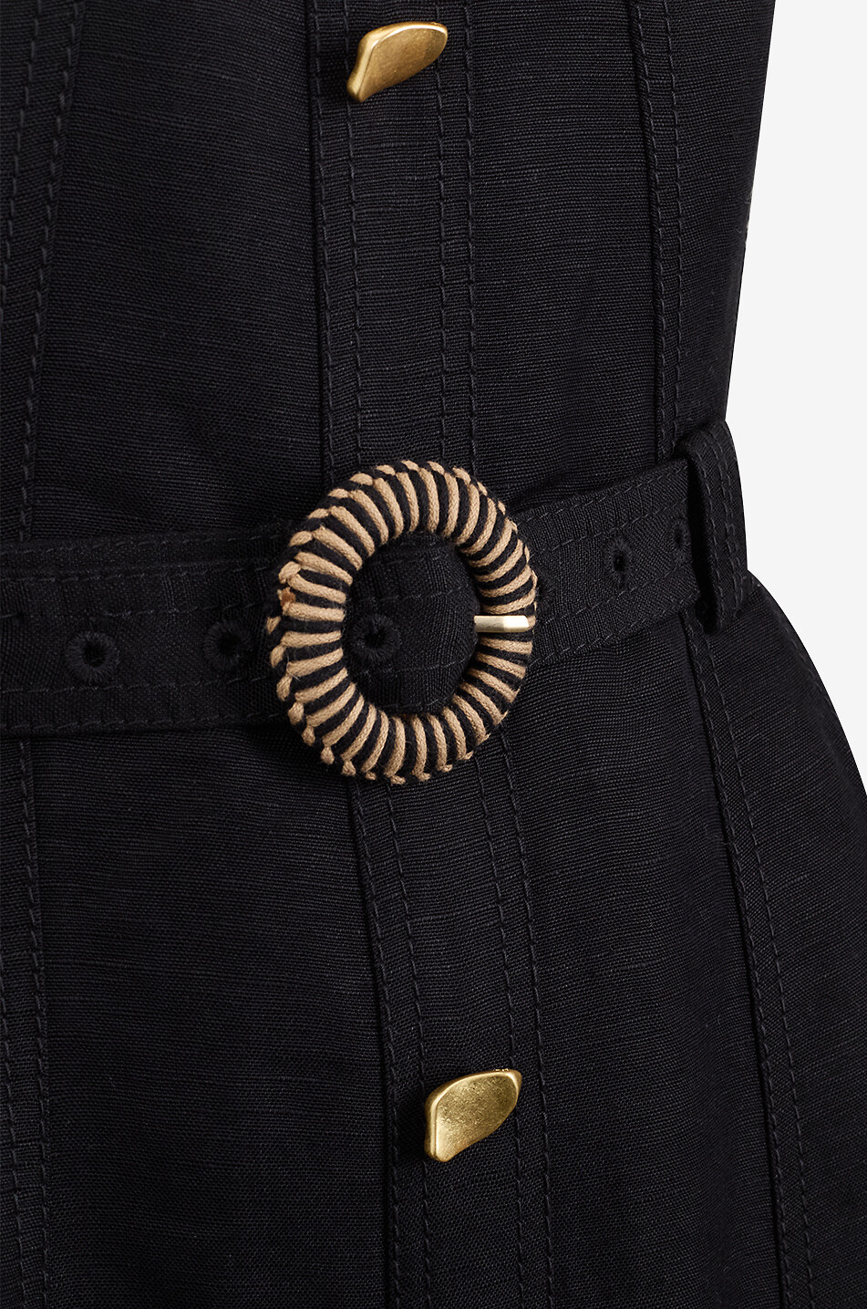 AJE Robe bain de soleil midi en lin Clay Femme NOIR 3