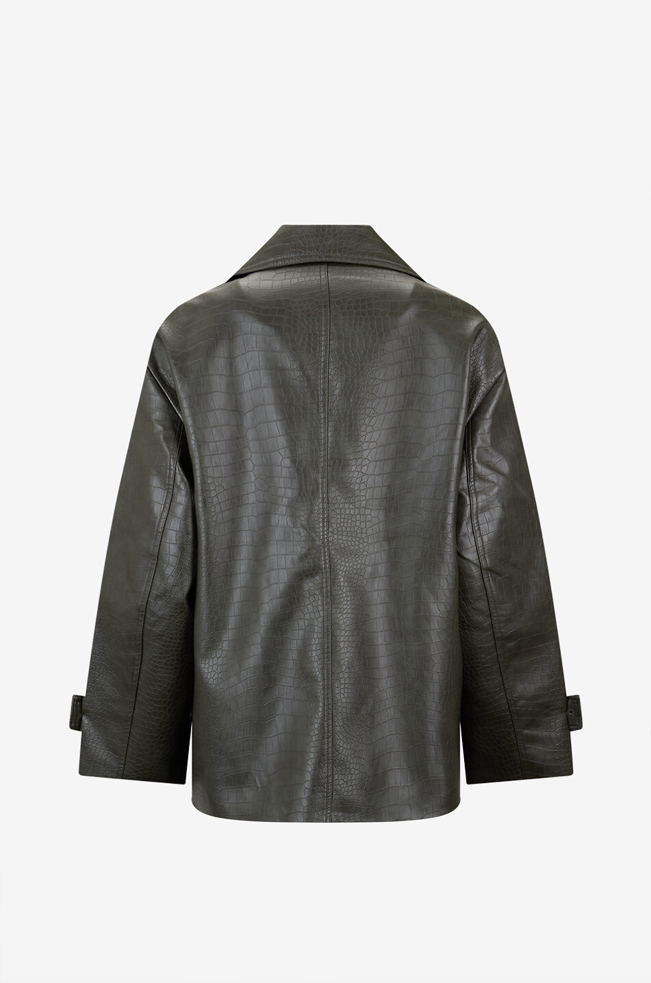 THE FRANKIE SHOP Manteau en cuir synthétique aspect crocodile Stanton Femme VERT FONCÉ 2