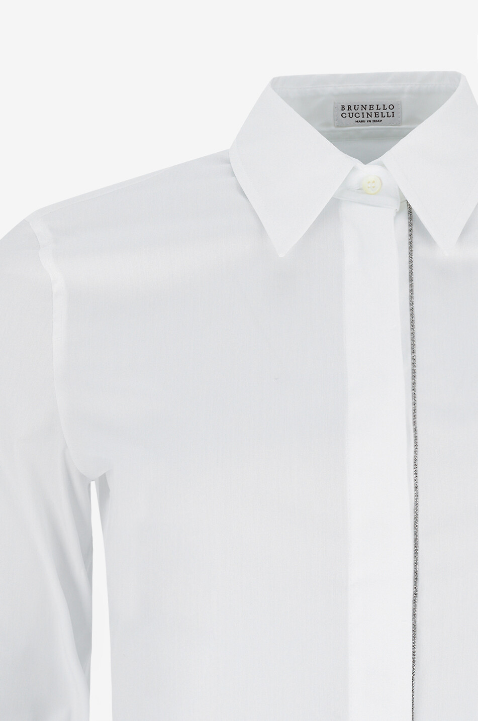 BRUNELLO CUCINELLI Shiny Placket poplin shirt Women WHITE 3