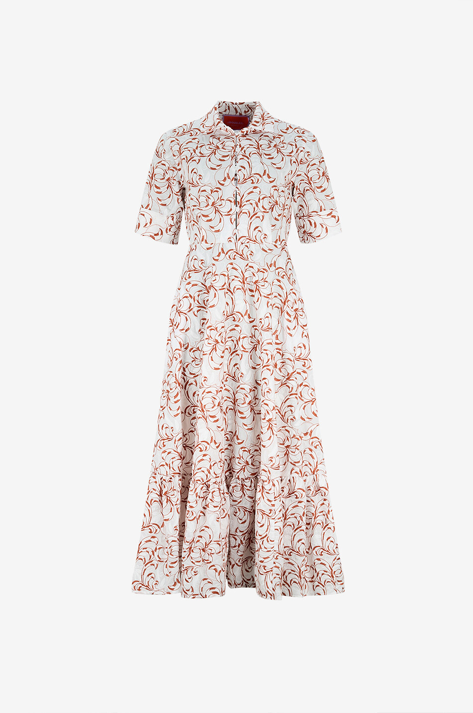San Pietro Fern embroidered long poplin shirt dress