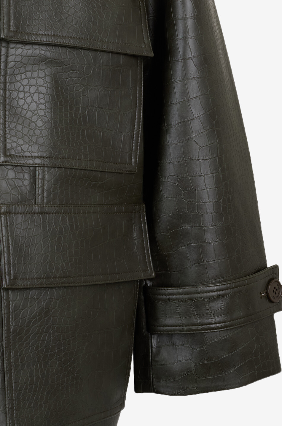 THE FRANKIE SHOP Manteau en cuir synthétique aspect crocodile Stanton Femme VERT FONCÉ 3