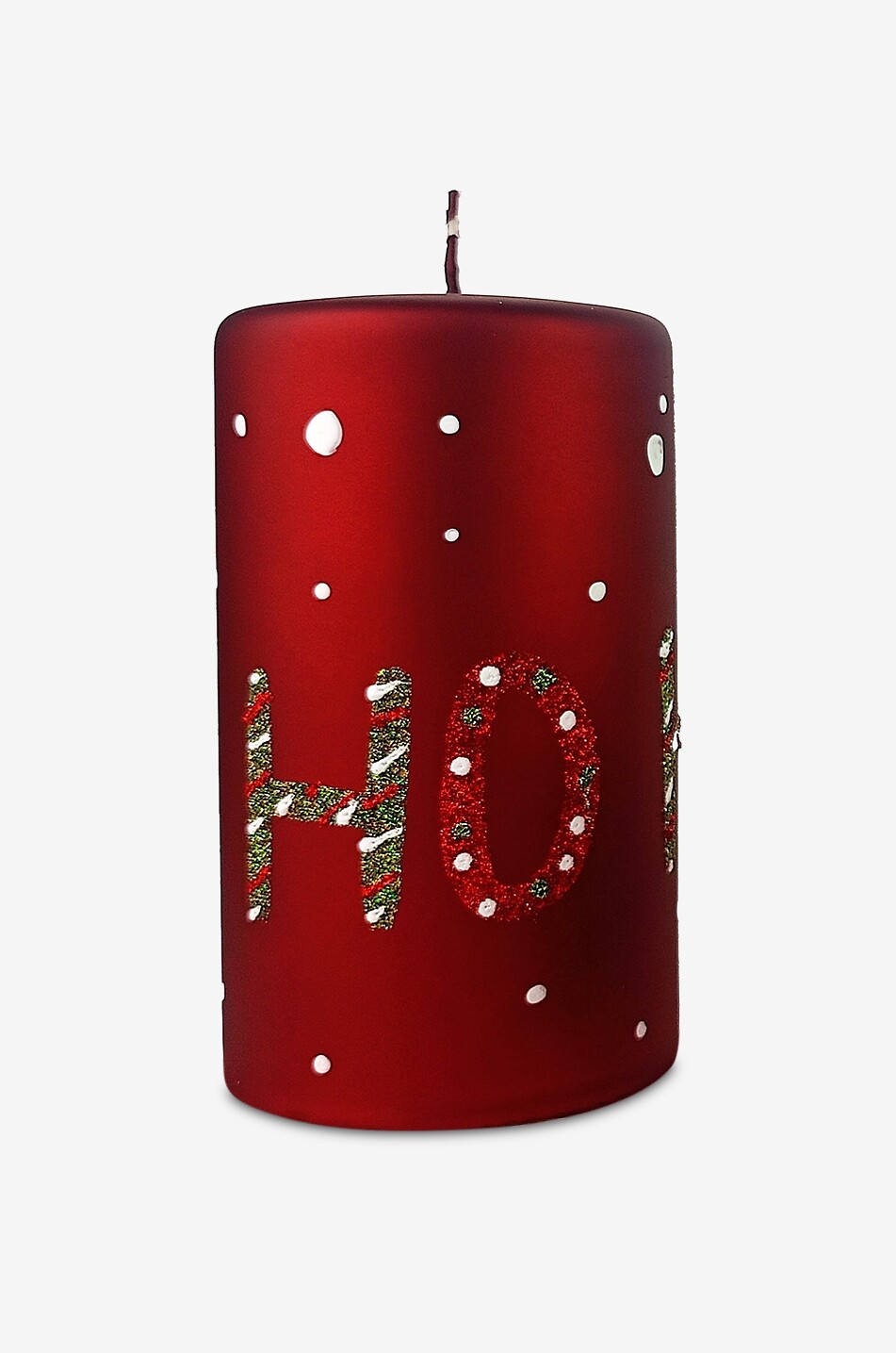 HO HO HO metallic pillar candle - H18
