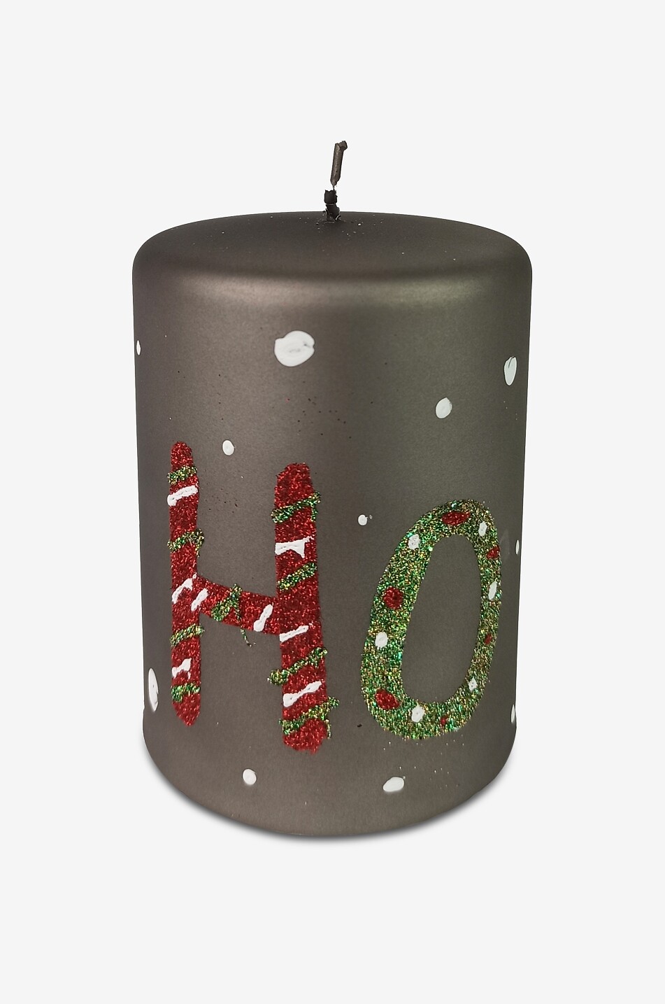 HO HO HO metallic pillar candle - H10