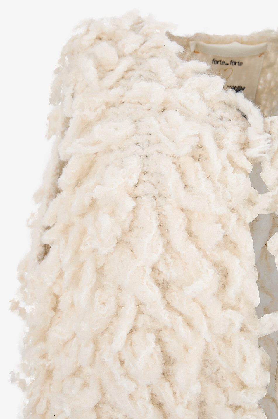 FORTE FORTE Gilet en maille bouclée à col rond My Coat Femme BLANC CASSE 3