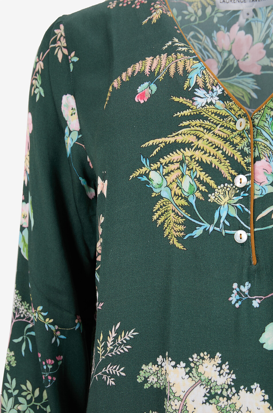 LAURENCE TAVERNIER Chemise de nuit longue en satin à col V Contes Femme VERT 3