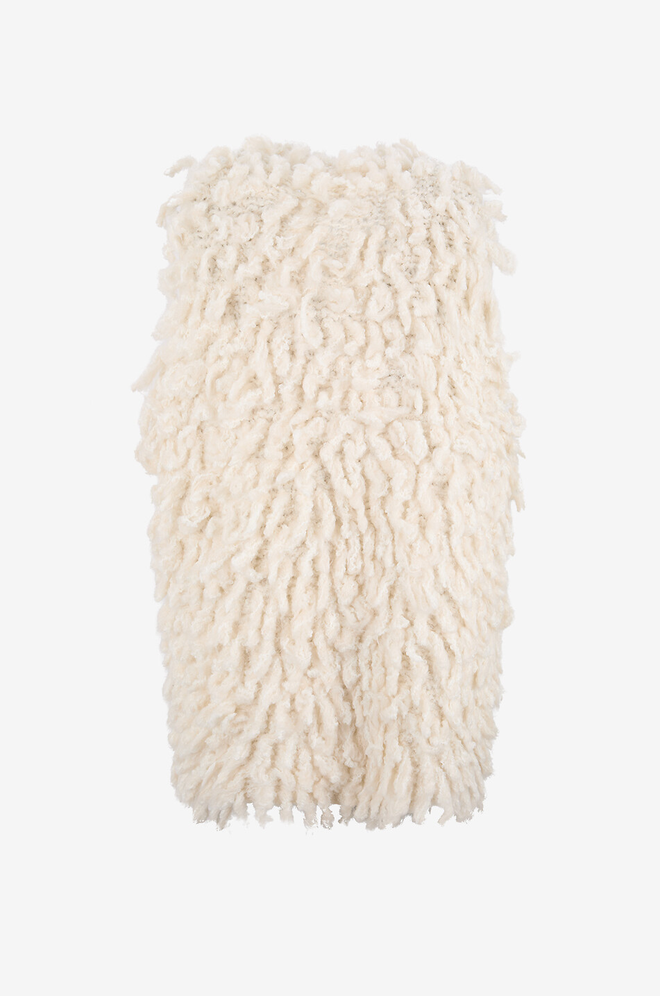 FORTE FORTE Gilet en maille bouclée à col rond My Coat Femme BLANC CASSE 2