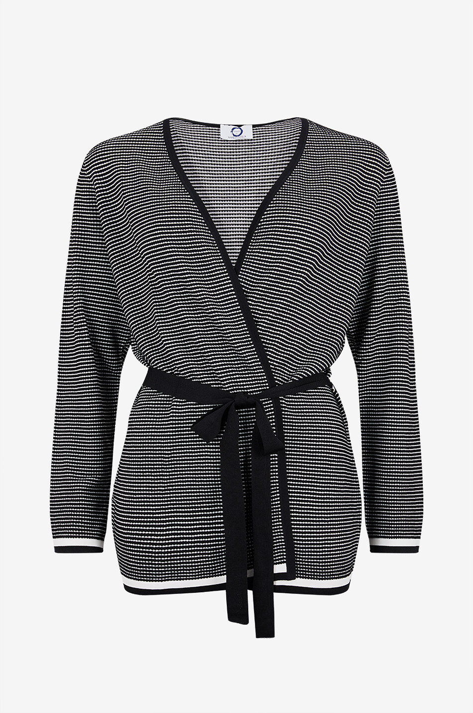 MARINA RINALDI Gestreifter Jersey-Cardigan Caldeo Damen SCHWARZ 1