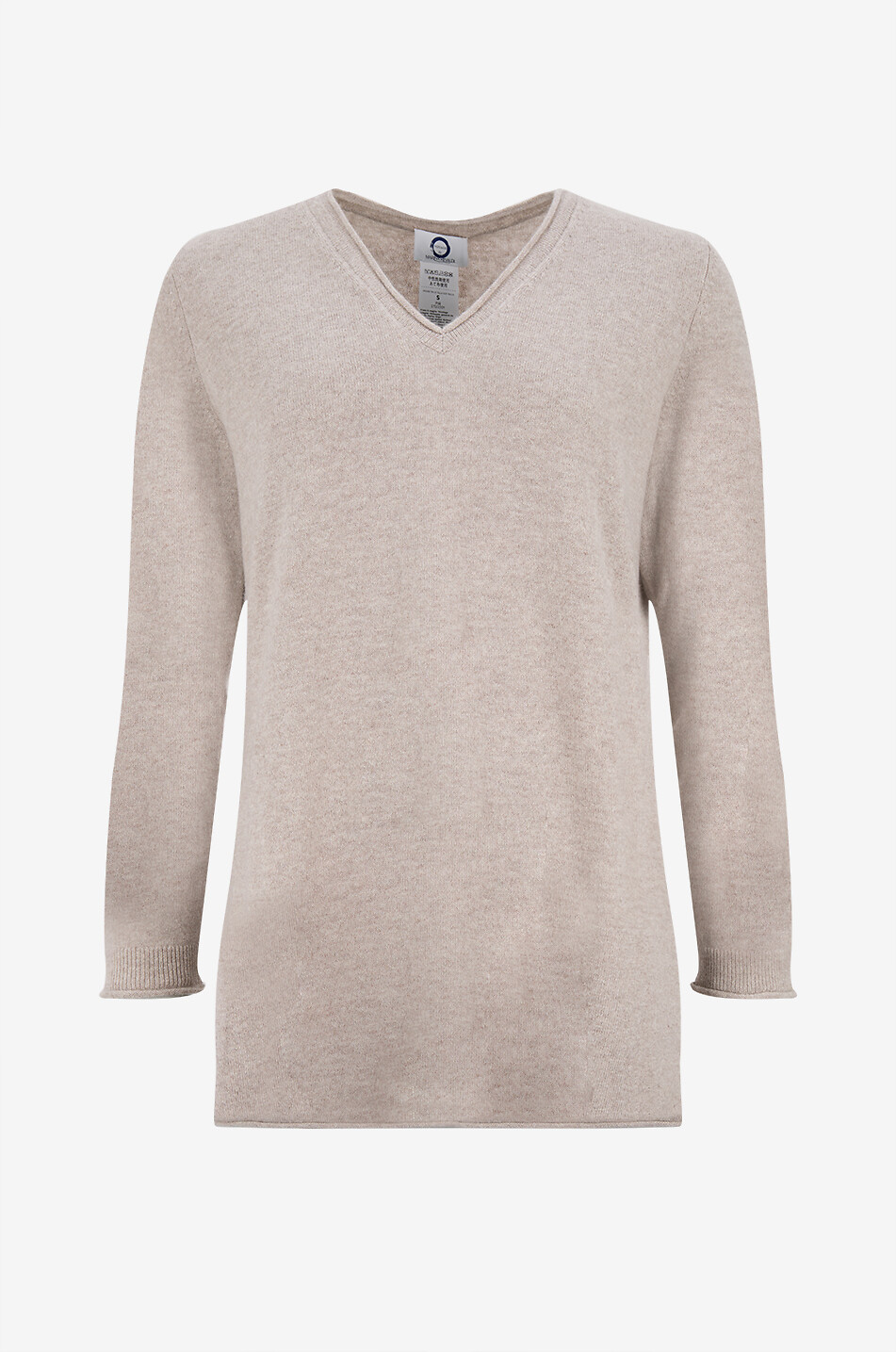 MARINA RINALDI Herrschaftlicher V-Ausschnitt Pullover aus Jersey Bassano Damen BEIGE 1