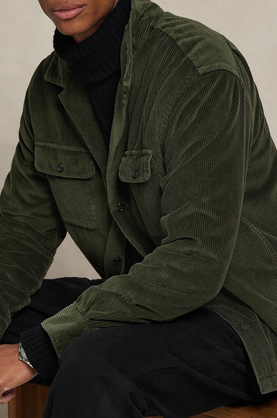 POLO RALPH LAUREN Camp corduroy overshirt Men GREEN 7