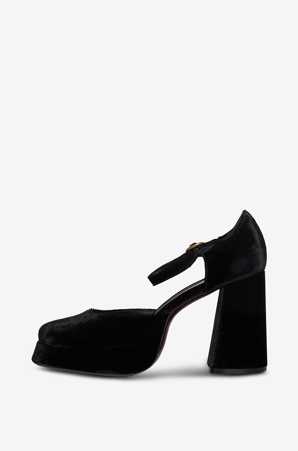 BONGÉNIE Sandales en velours à talon carré Mira Femme NOIR 3