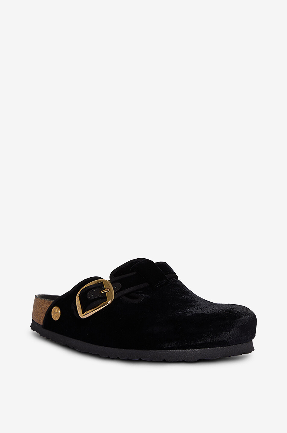 BIRKENSTOCK Lederpantoletten in Fohlenlederoptik Boston Damen SCHWARZ 1