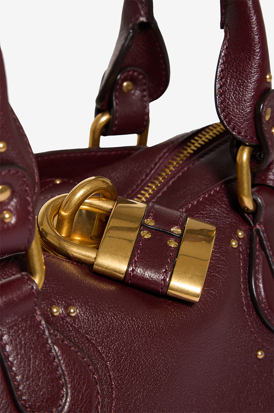 CHLOE Sac à main rectangulaire en cuir lisse Paddington Femme ROUGE FONCÉ 5