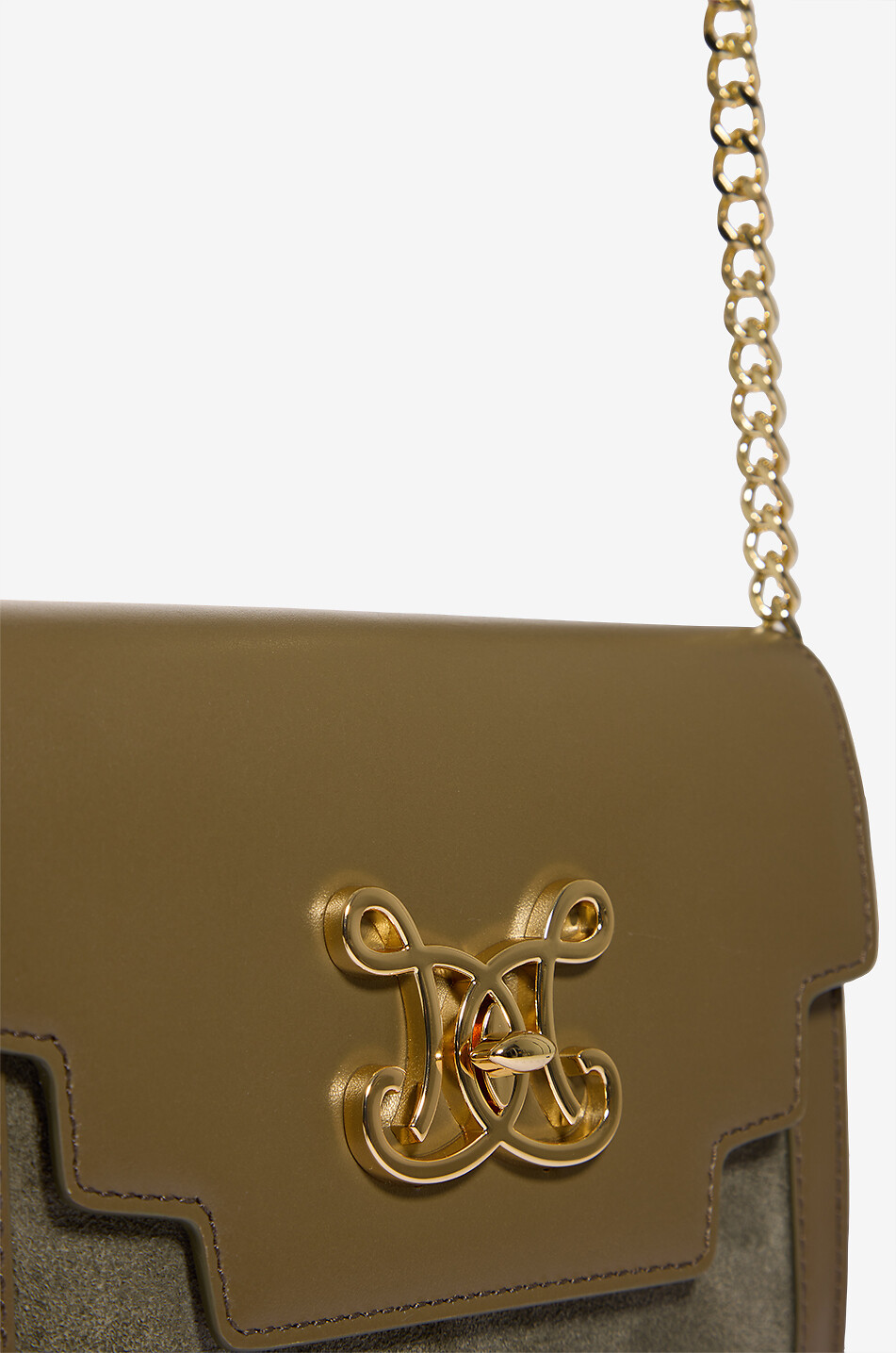 DE MARQUET Bicolore Wildleder Handtasche TwoTone Damen KHAKI 5