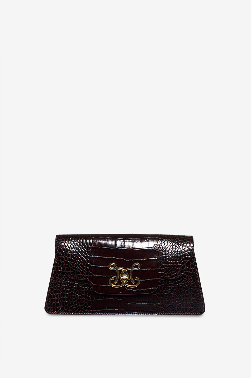 DE MARQUET Signature Fancy crocodile-effect handbag Women DARK RED 1
