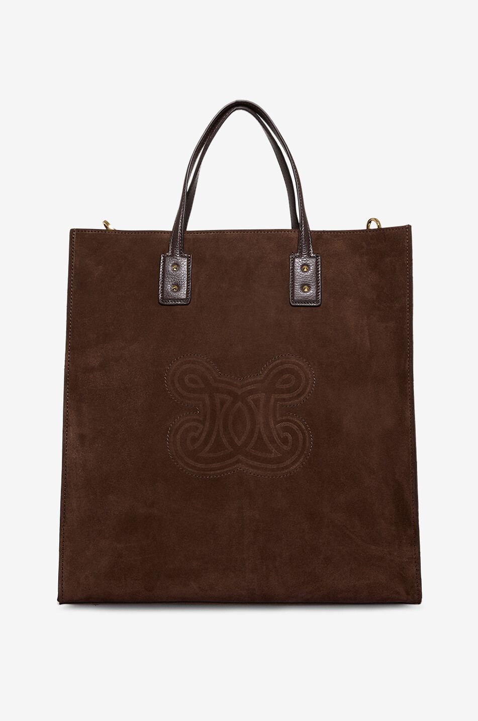 DE MARQUET Essential Large suede tote bag Women DARK BROWN 1