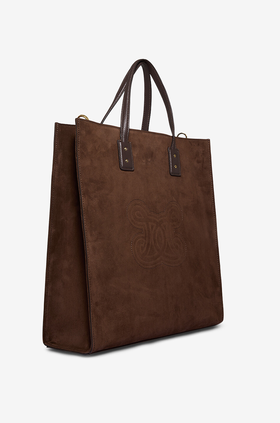 DE MARQUET Essential Large suede tote bag Women DARK BROWN 2