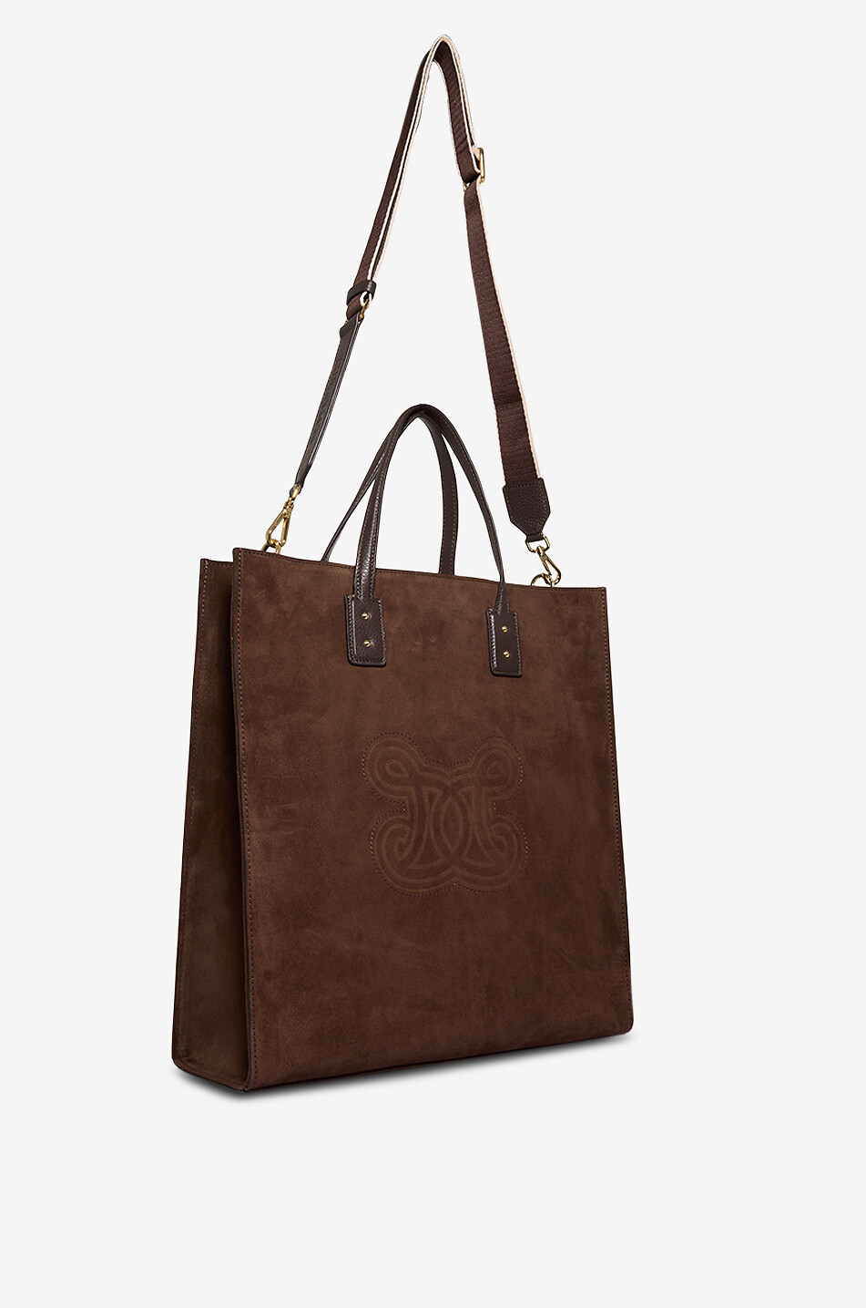 DE MARQUET Essential Large suede tote bag Women DARK BROWN 5