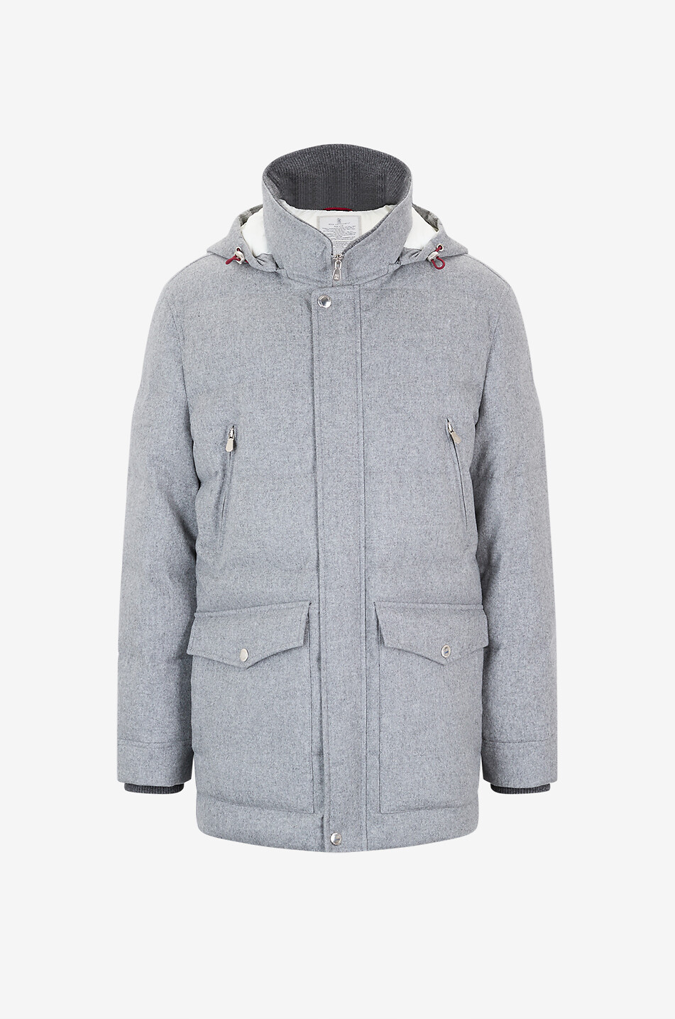 BRUNELLO CUCINELLI Hochwertiger Flanellmantel mit Stehkragen Herren HELLGRAU 1