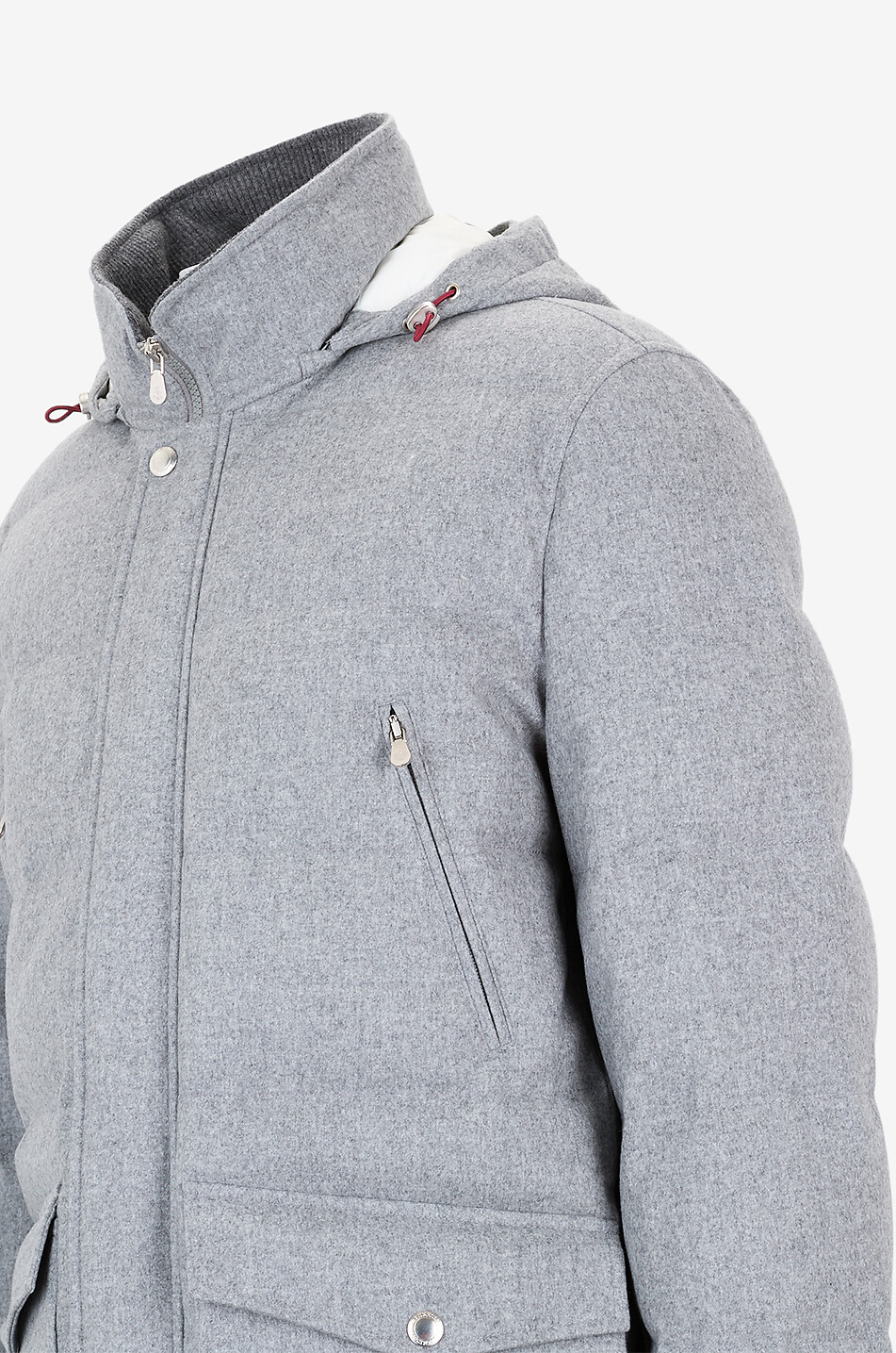 BRUNELLO CUCINELLI Hochwertiger Flanellmantel mit Stehkragen Herren HELLGRAU 3