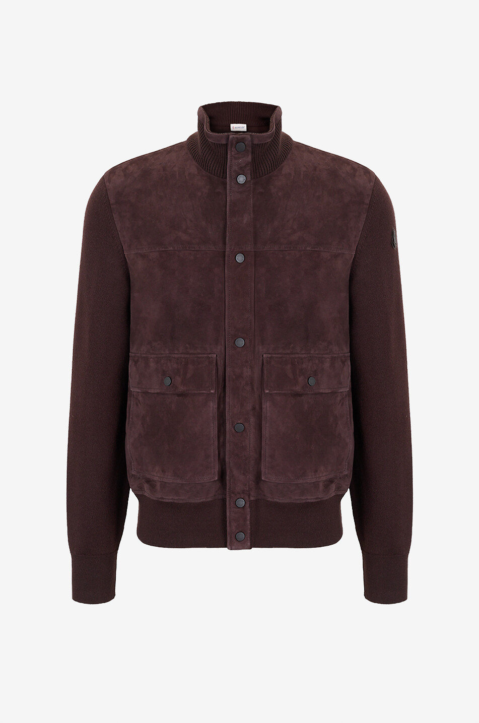 MONCLER Kurze Wildlederjacke mit Stehkragen Herren BRAUN 1